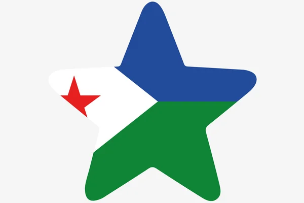 Fahnenabbildung in einem Stern des Landes Dschibuti — Stockfoto