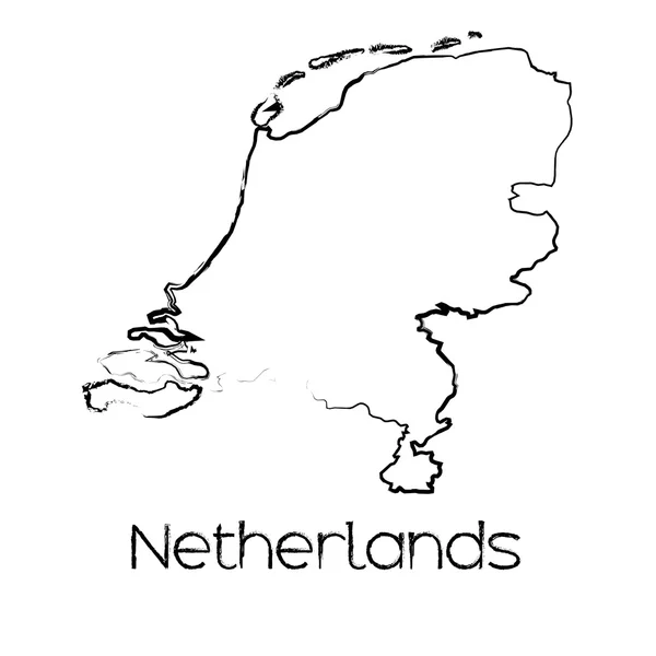 Hollanda ülke karalanmış şekli — Stok fotoğraf