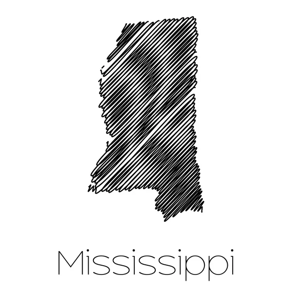 Forma scarabocchiata dello Stato del Mississippi — Foto Stock