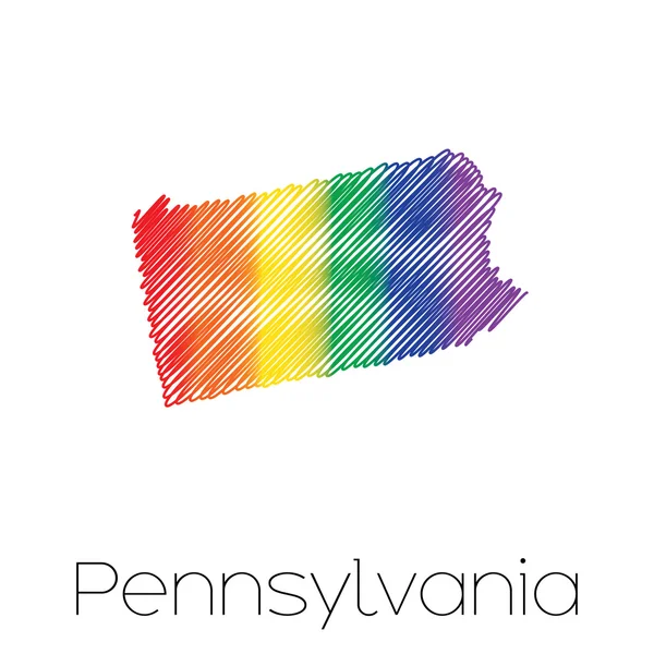 LGBT Forma garabateada del estado de Pensilvania —  Fotos de Stock