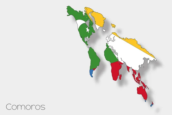 Иллюстрация трехмерного изометрического флага страны Комор — стоковое фото