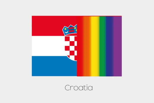 Ilustración de la bandera LGBT con la bandera de Croacia — Foto de Stock