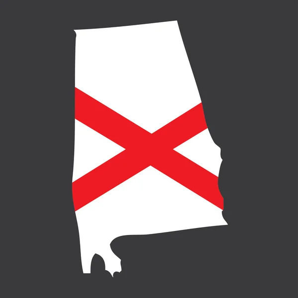 Bardzo szczegółowe mapy z flagą wewnątrz stanu Alabama — Zdjęcie stockowe