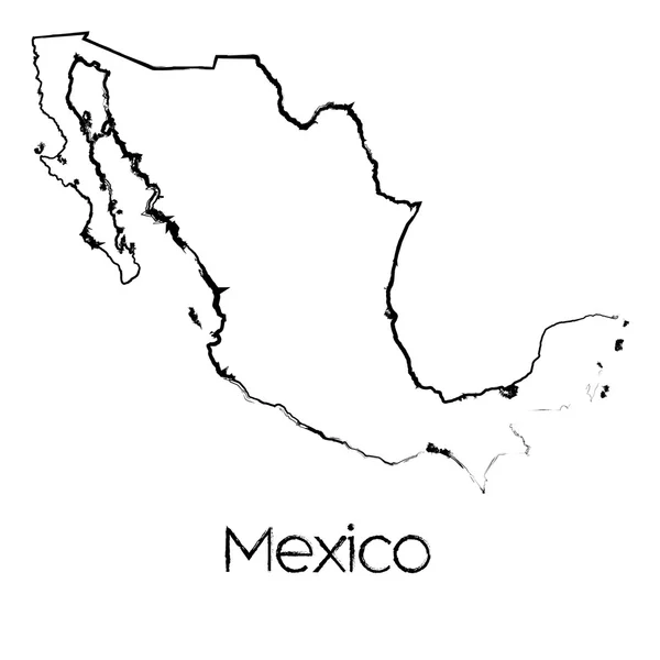 Forma scarabocchiata del Paese del Messico — Foto Stock