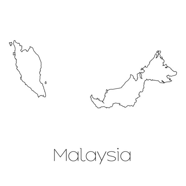 Forma del país aislado en el fondo del país de Malasia —  Fotos de Stock