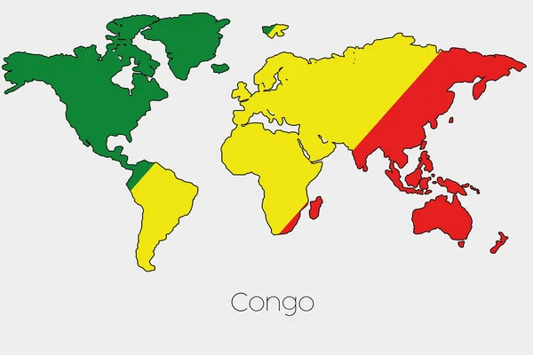 国の世界地図の図形の内部フラグのイラスト — ストック写真