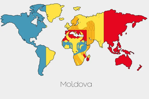 Označení obrázku uvnitř tvaru mapa světa země — Stock fotografie