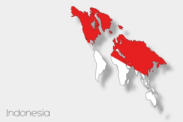 3D ισομετρική απεικόνιση της σημαίας της χώρας της Ινδονησίας — Φωτογραφία Αρχείου
