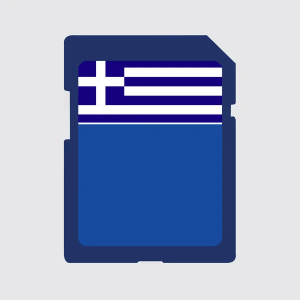 Ilustrovaná paměťová karta s vlajkou Řecka — Stock fotografie