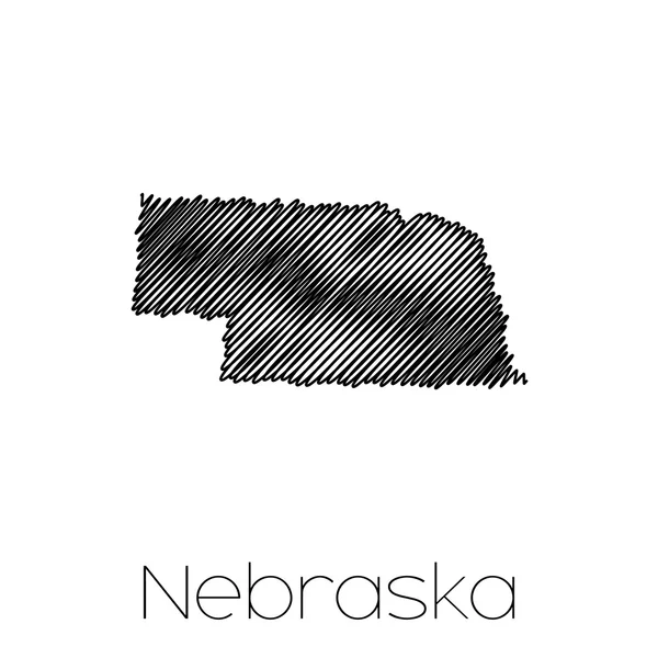 Gekritzelte Form des Staates Nebraska — Stockfoto