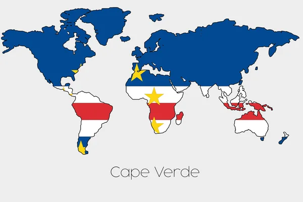 Иллюстрация флага в форме карты мира страны — стоковое фото