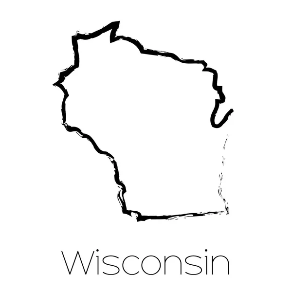 Forma rabiscada do Estado de Wisconsin — Fotografia de Stock