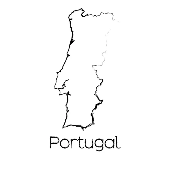 Portekiz ülkenin karalanmış şekli — Stok fotoğraf