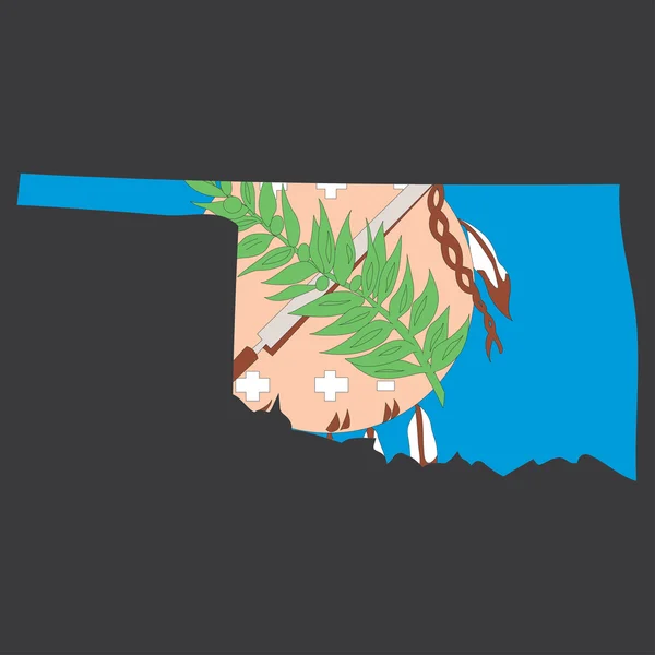 En mycket detaljerad karta med flaggan i staten Oklahoma — Stockfoto