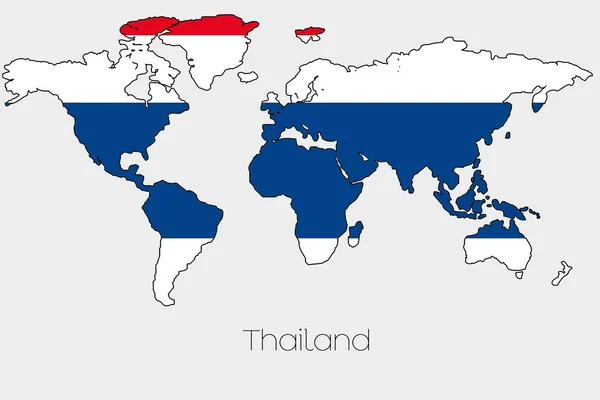 Drapeau Illustration sous la forme d'une carte du monde du pays — Photo