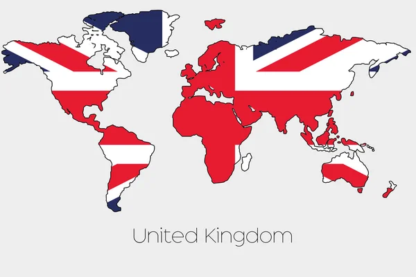 Bandeira Ilustração dentro da forma de um mapa do mundo do país — Fotografia de Stock