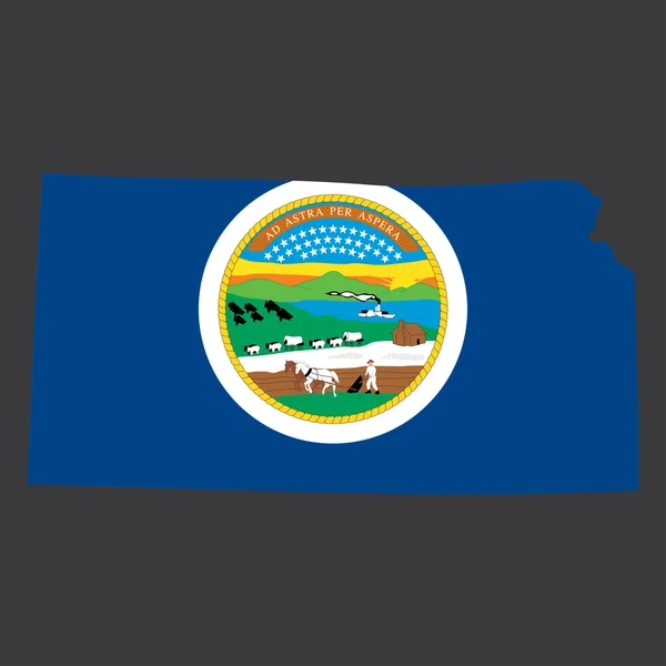 Eine sehr detaillierte Karte mit Flagge des Bundesstaates Kansas — Stockfoto