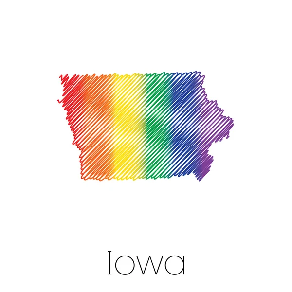 LGBT Forma garabateada del estado de Iowa — Foto de Stock