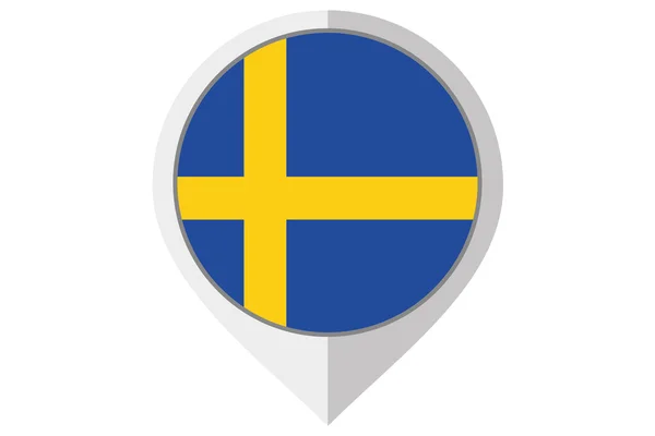 Ülke İsveç'in bir sivri içinde bayrak çizimi — Stok fotoğraf