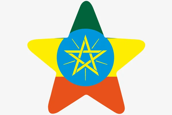 Flag Illustration inside a star of the country of Ethiopia — Stock Photo, Image