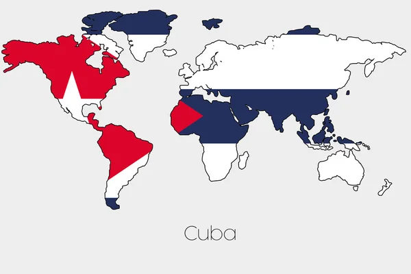 Flaga ilustracja wewnątrz kształtu świata mapa kraju — Zdjęcie stockowe