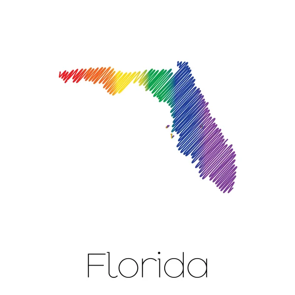 LGBT Forme griffonnée de l'État de Floride — Photo