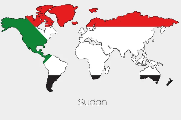 国の世界地図の図形の内部フラグのイラスト — ストック写真