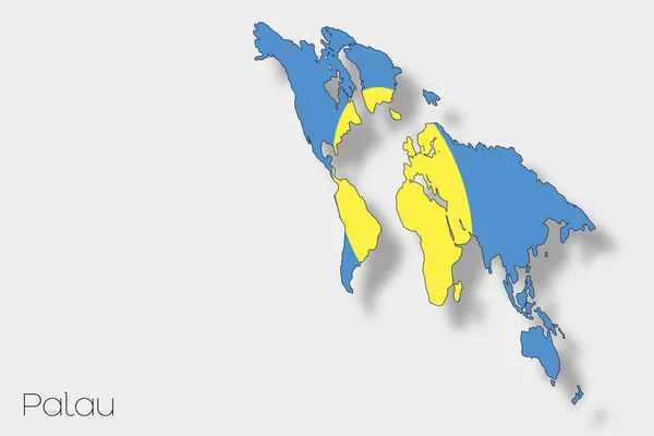 3D Isometrische vlag illustratie van het land van Palau — Stockfoto