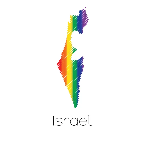 Lgbt farbig gekritzelte Form des israel-Landes — Stockfoto