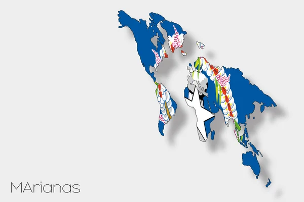 Bandera Isométrica 3D Ilustración del país de las Marianas — Foto de Stock