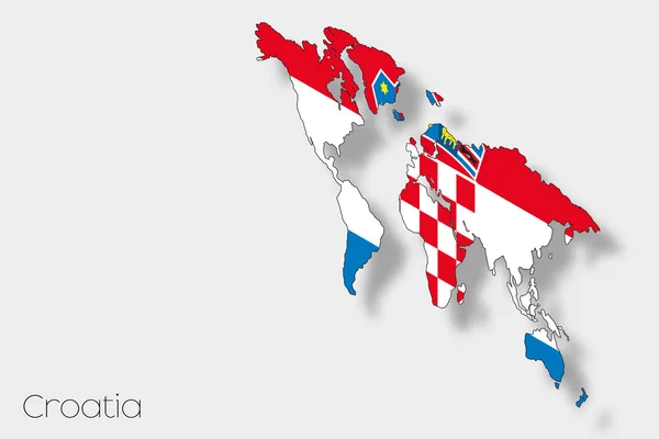 Bandera isométrica 3D Ilustración del país de Croacia — Foto de Stock