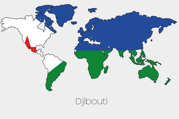 国の世界地図の図形の内部フラグのイラスト — ストック写真