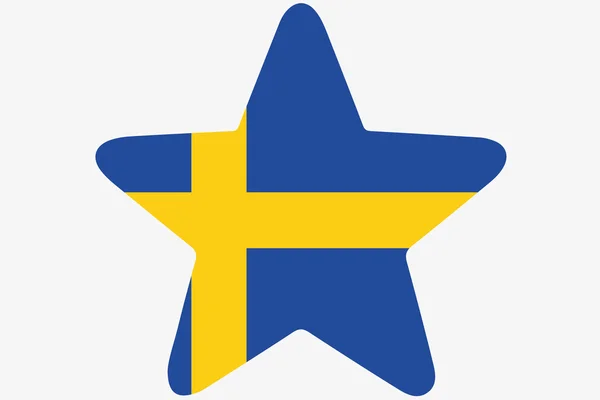 Vlajka ilustrace uvnitř hvězdy ze země Švédsko — Stock fotografie