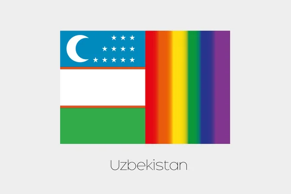 Illustrazione della bandiera LGBT con la bandiera di Uzbekistan — Foto Stock
