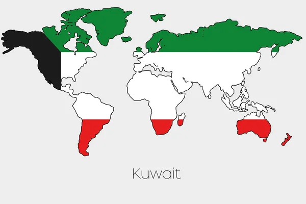 国の世界地図の図形の内部フラグのイラスト — ストック写真