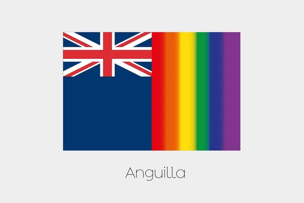 Illustrazione della bandiera LGBT con la bandiera di Anguilla — Foto Stock