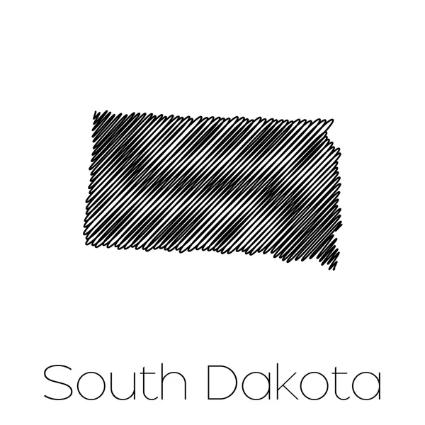 Scribbled vorm van de staat van South Dakota — Stockfoto