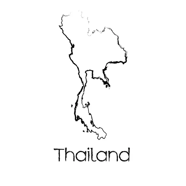 Forma garabateada del país de Tailandia — Foto de Stock
