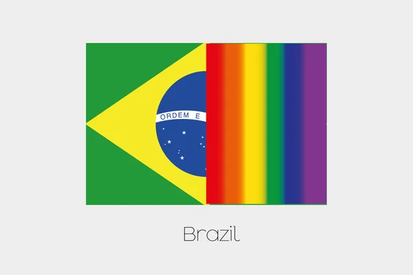 Ilustración de la bandera LGBT con la bandera de Brasil —  Fotos de Stock