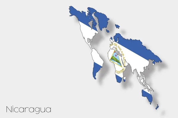 3D Isometrisk flagga Illustration av om Nicaragua — Stockfoto