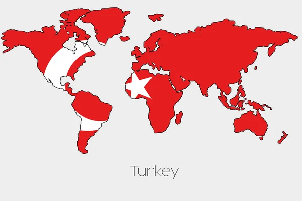 Zászló alakzaton belül illusztrációja az ország a világ Térkép — Stock Fotó