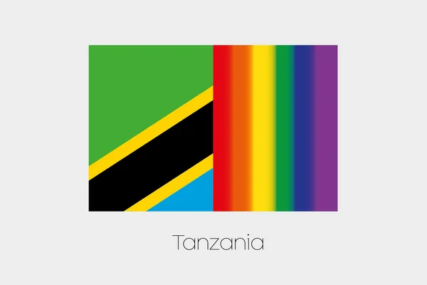 LGBT Flag Illustration with the flag of Tanzania — Stock Photo, Image