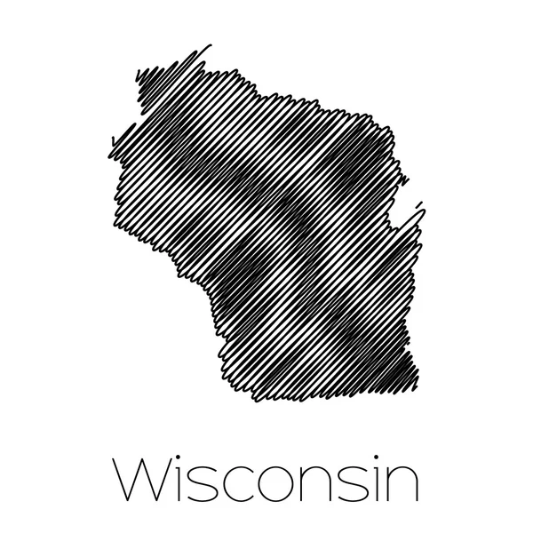 Forma rabiscada do Estado de Wisconsin — Fotografia de Stock