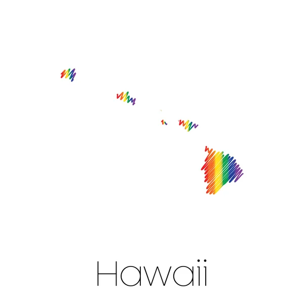 Lgbt kritzelte Form des Staates Hawaii — Stockfoto
