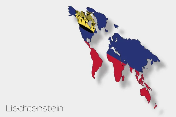 3D ισομετρική απεικόνιση της σημαίας της χώρας του Λιχτενστάιν — Φωτογραφία Αρχείου