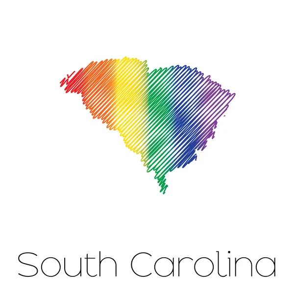 LGBT nabazgrał kształt stanu Karolina Południowa — Zdjęcie stockowe