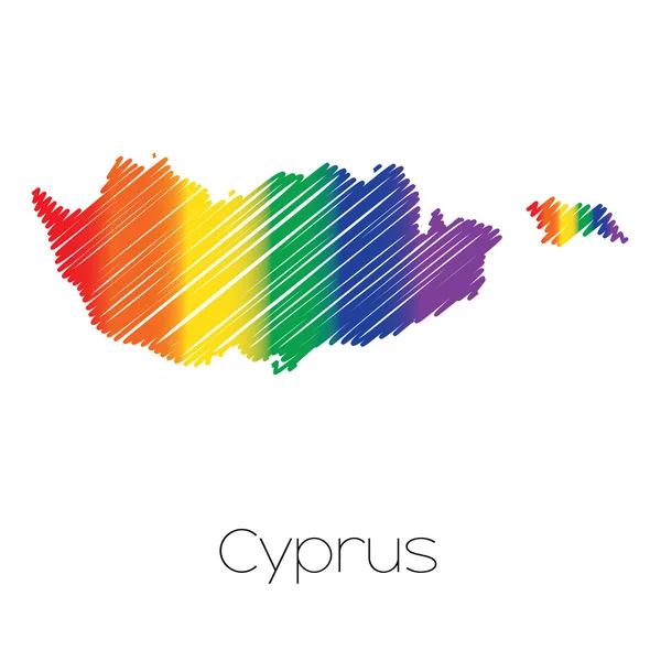 Forma scarabocchiata colorata LGBT del paese di Cipro — Foto Stock