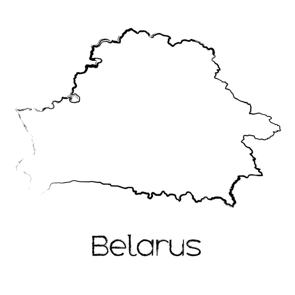 Forma scarabocchiata del Paese di Belarus — Foto Stock