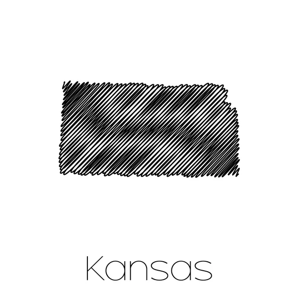 Scribbled shape of the State of Kansas — Stock Photo, Image