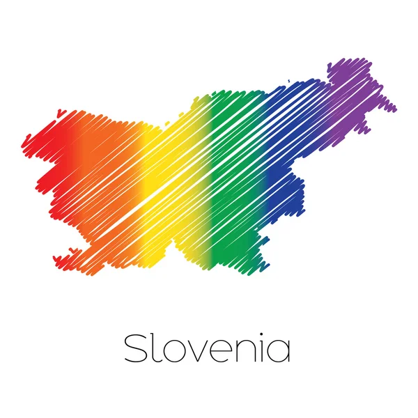 Forma garabateada de color LGBT del país de Eslovenia — Foto de Stock